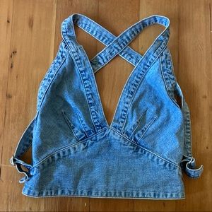 Jean Atelier Denim Chambray Halter Bralette Top